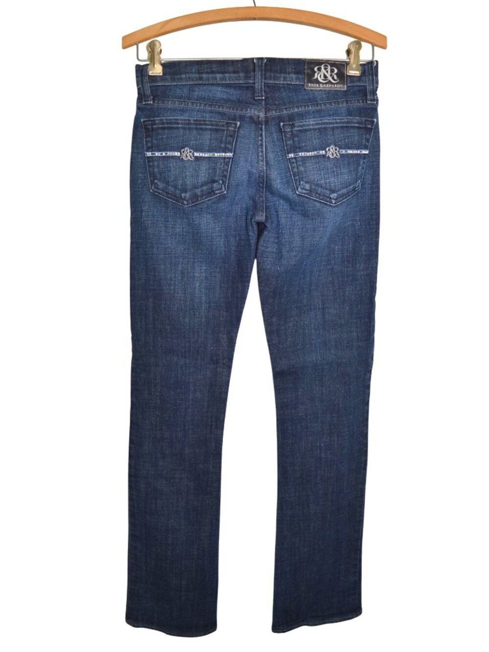 Rock & Republic Low Rise Dark Wash Denim Jeans Women's Size 25 Bedazzled Pockets